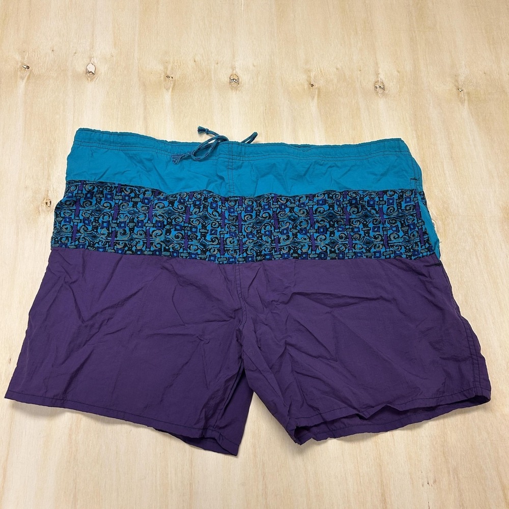 Vintage Surf Odyssey Swim Shorts Mens XL Multicolor Geometric Mesh Lined Trunks